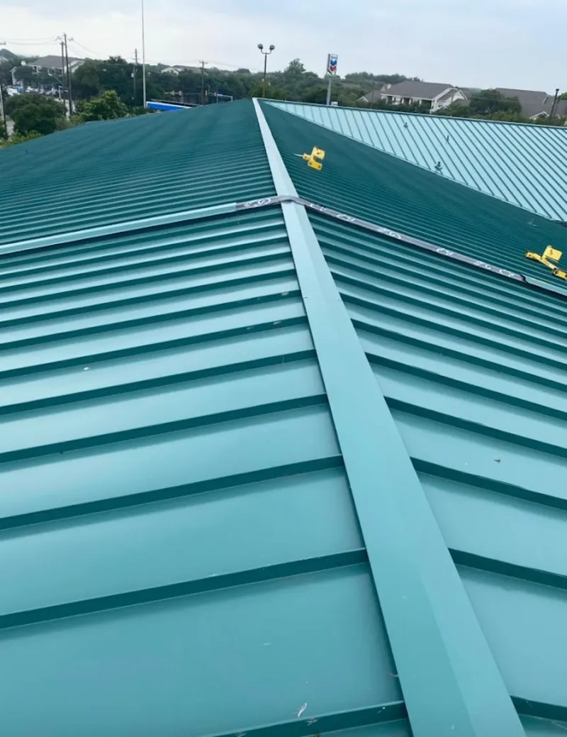 Green commercial metal roof ridge and valley for Metal Roof Repair in Port Chester